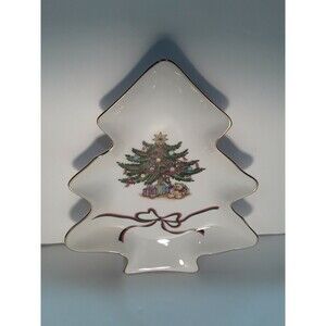 Vintage  Christmas Tree Candy Dish Porcelain Russ Berrie, Japan